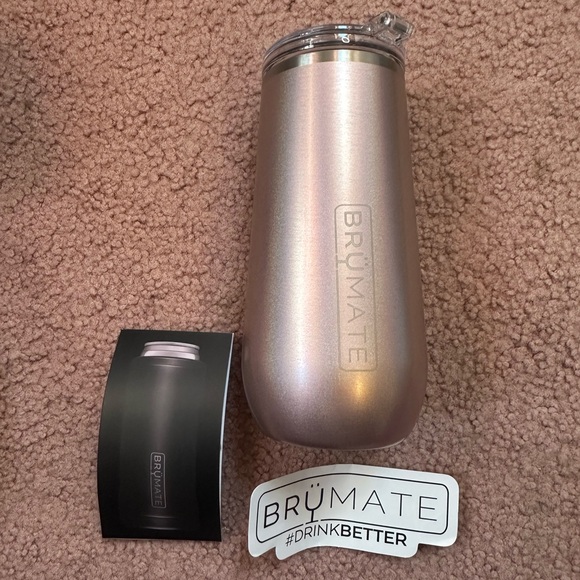 NIB Brumate Glitter Rose Gold Flute Insulated Cup Mug tumbler 12oz New - Picture 7 of 10